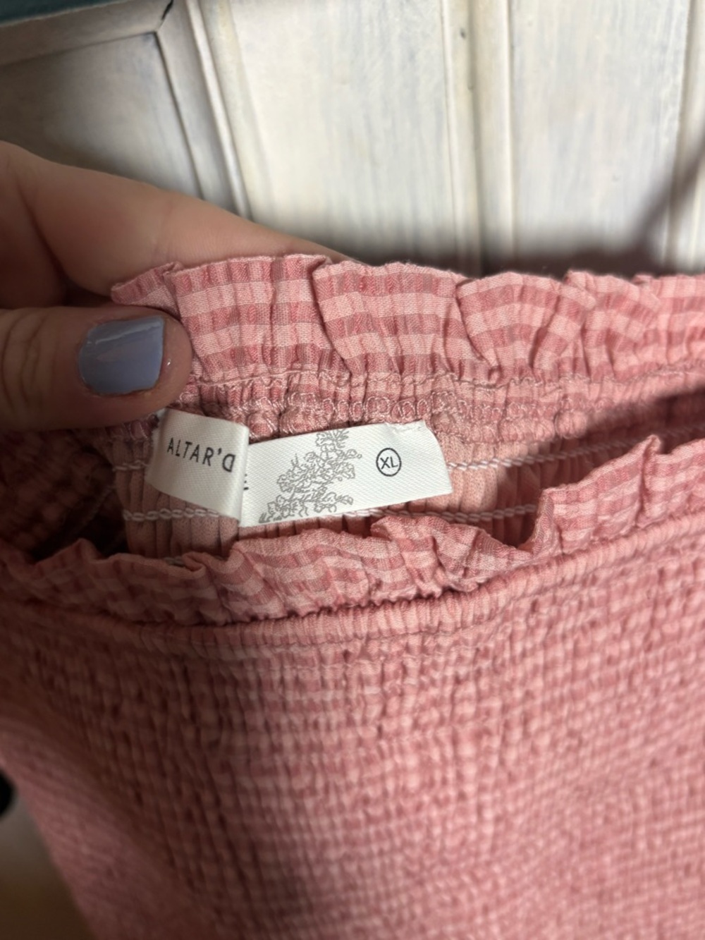 Altar’d State Pink Gingham Plaid Ruffle Babydoll Mini Dress Cottagecore Dainty - Picture 6 of 7